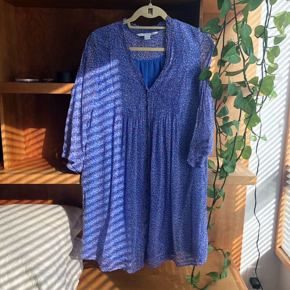 DVF Blue Silk dress - Picture 2 of 6